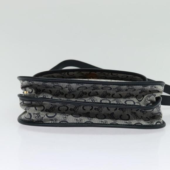 CELINE C Sulky Shoulder Bag Canvas Navy Gold - Picture 9 of 12